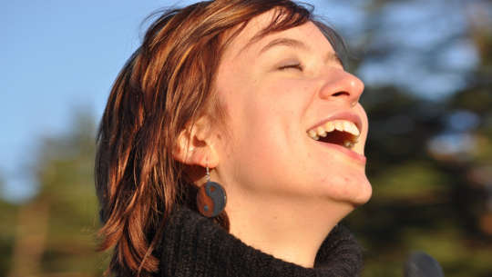 happy woman 's face