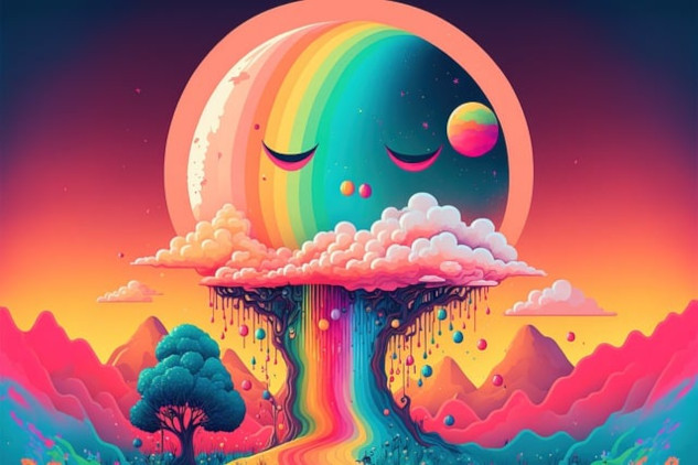 psychedelic image of a full moon