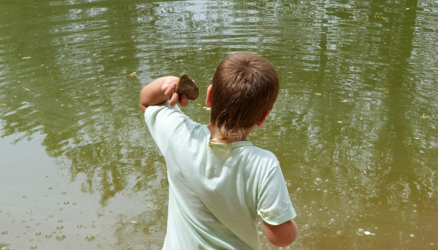 Sticks and Stones: How to Let Go of Hurtful Words A photo of a young boy throwing stones into a lake. Image by Marc Pascual from Pixabay.