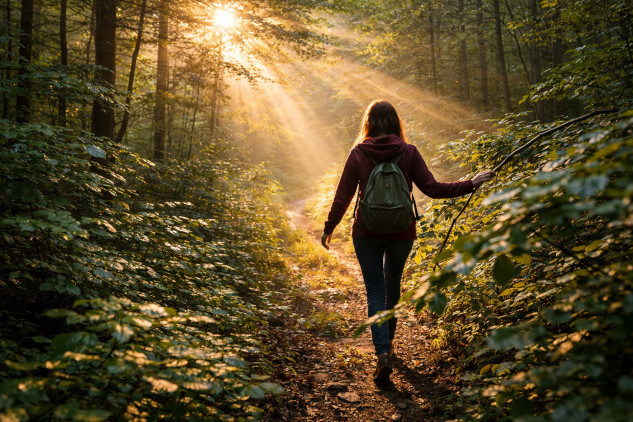 Image of a person finding their way through a not well-trod path, walking towards bright sunshine. InnerSelf Magazine: January 26, 2026